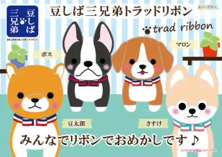 豆しば三兄弟トラッドリボンの画像