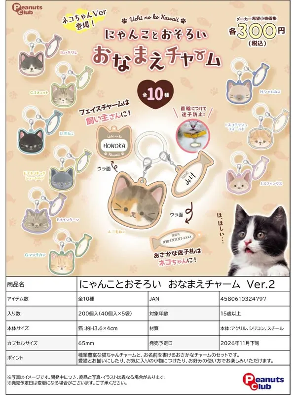 にゃんことおそろいおなまえチャーム Ver.2(画像)