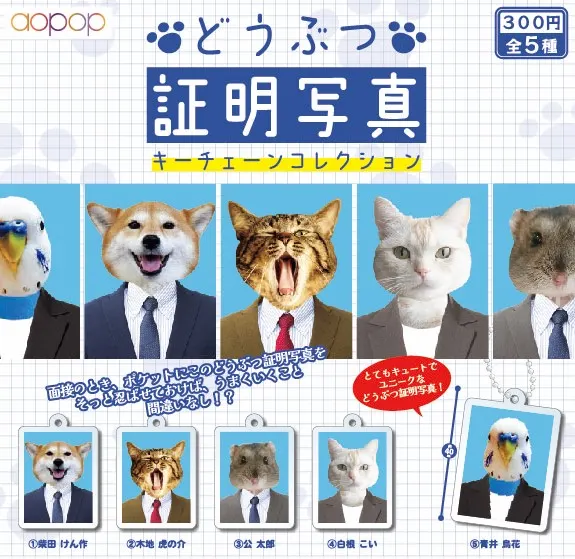 どうぶつ証明写真キーチェーンコレクション(画像)