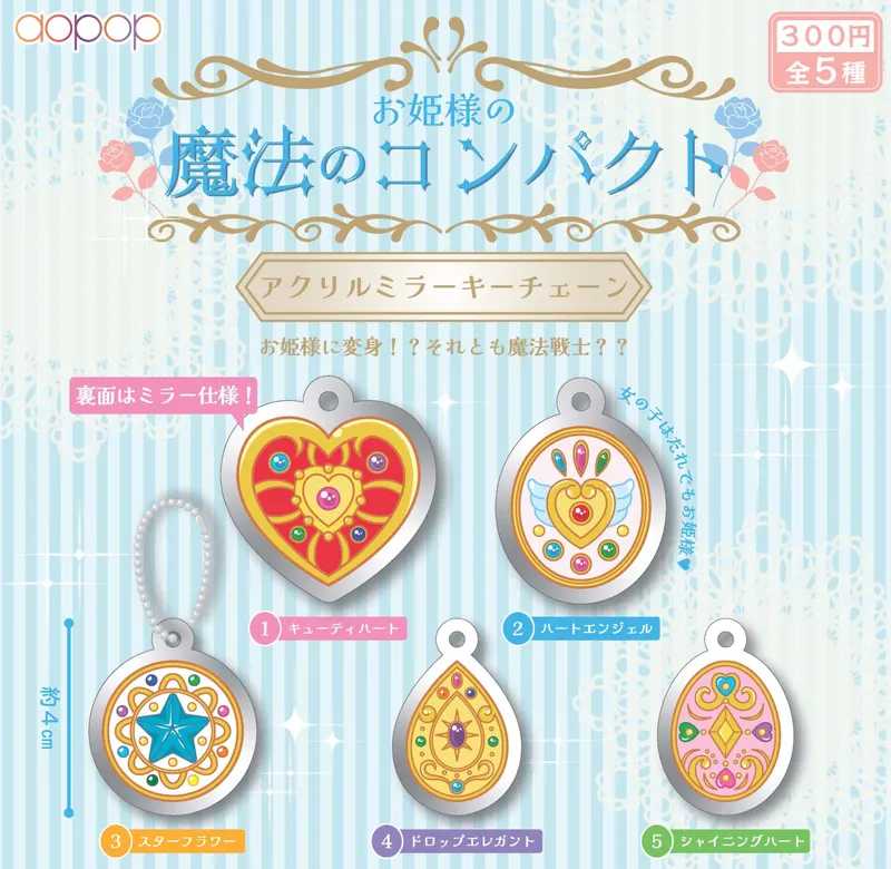 お姫様の魔法のコンパクト アクリルミラーキーチェーン(画像)