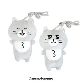 灰色キャット ぬいぐるみポーチの画像