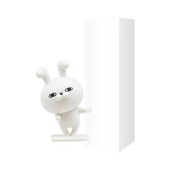 ヨッシースタンプ　つくえの上のヨッシースタンプ 物陰から覗くうさぎさん