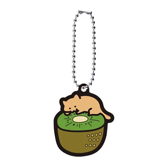 お文具といっしょ カプセルラバーマスコット ~フルーツなのです~ 子猫さん(キウイ)