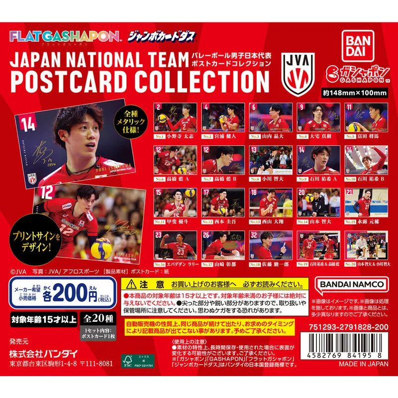 バレーボール男子日本代表 ポストカードコレクションの台紙