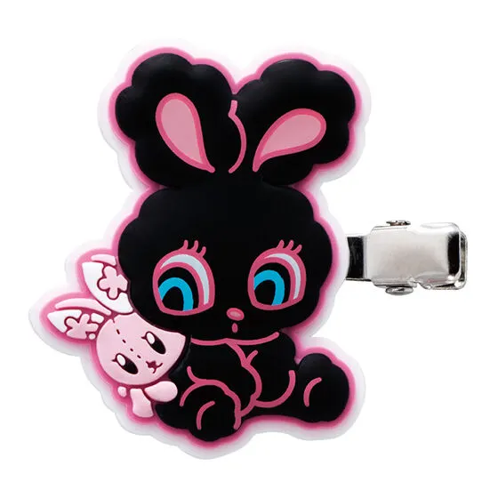 foxy illustrations カプセルヘアクリップ Black Bunny and Mini