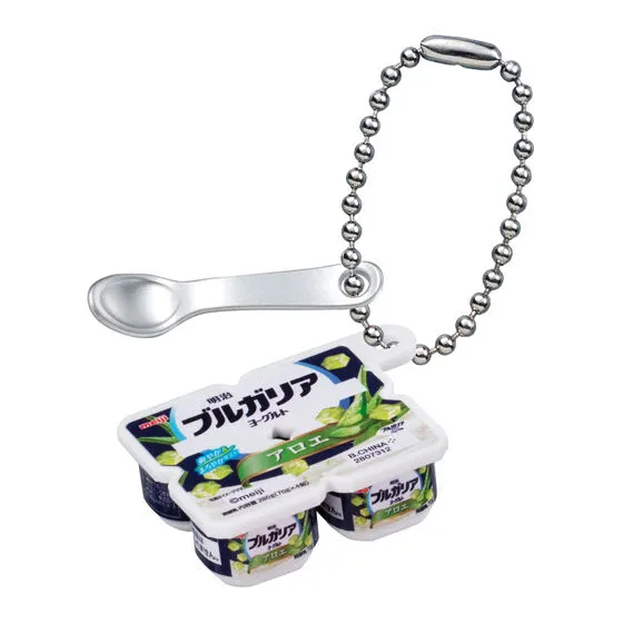 meiji 乳製品シリーズミニチュアチャーム 明治ブルガリアヨーグルト アロエ 70g×4+スプーン