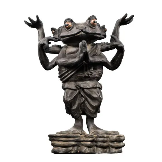 ART IN GASHAPON カエルの弥勒菩薩像と阿修羅像 カエルの阿修羅像(木像カラー)