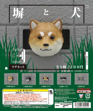塀と犬マグネットの画像