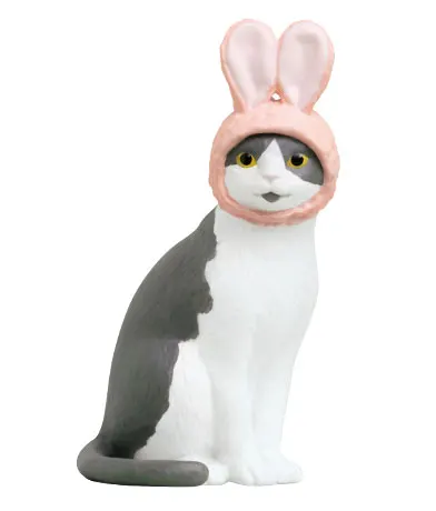 かわいい かわいい ねこのかぶりものフィギュア ねこうさぎちゃん(ピンク)