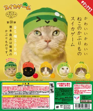 かわいい かわいい ねこのかぶりもの スイカゲームの画像