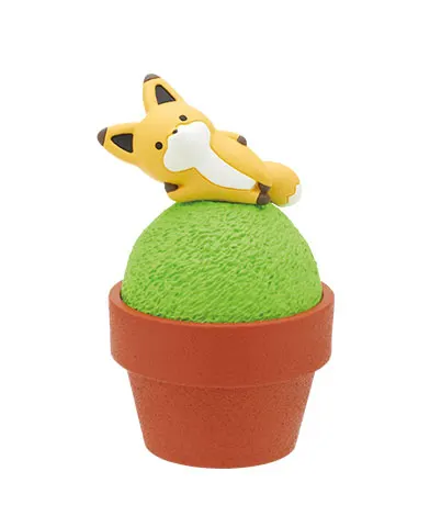 タヌキとキツネ 鉢植えフィギュア おにぎりキツネ
