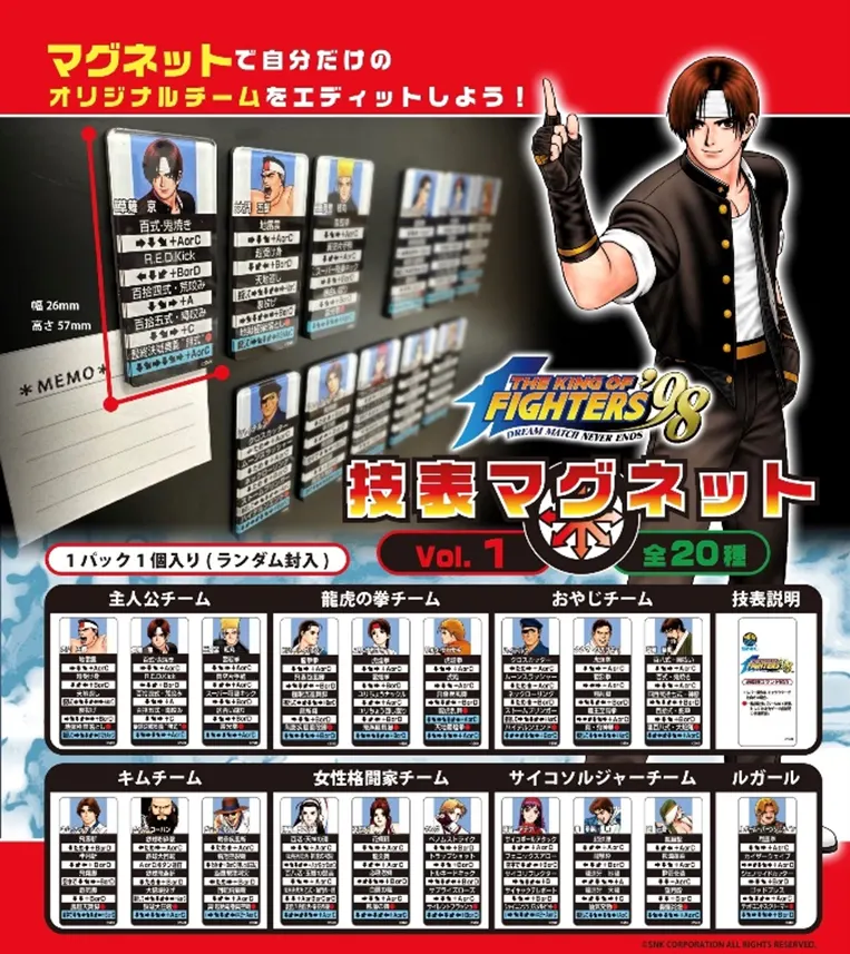 『THE KING OF FIGHTERS ’98 』技表マグネットVol.1(画像)