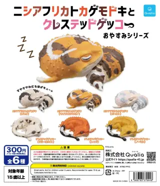 ニシアフリカトカゲモドキとクレステッドゲッコー おやすみシリーズの画像