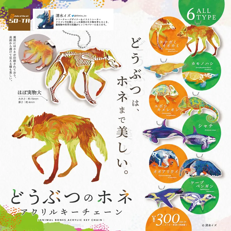 どうぶつのホネ アクリルキーチェーン(画像)