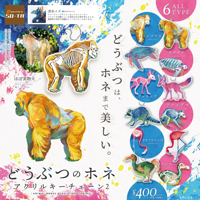 どうぶつのホネ アクリルキーチェーン 2(画像)