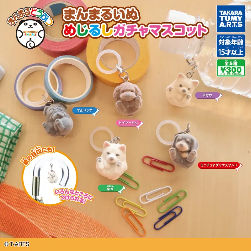 まんまるどうぶつ まんまるいぬ めじるしガチャマスコット(画像)