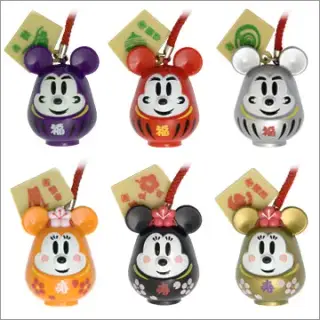 ミッキー＆ミニー だるまおみくじ根付けの画像