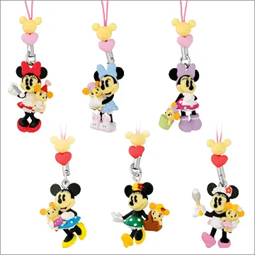 ディズニーキャラクター ミニー&ベアフィギュアストラップ~ポップカラー~(画像)