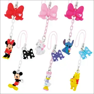 ディズニーキャラクター ガーリーリボンストラップの画像
